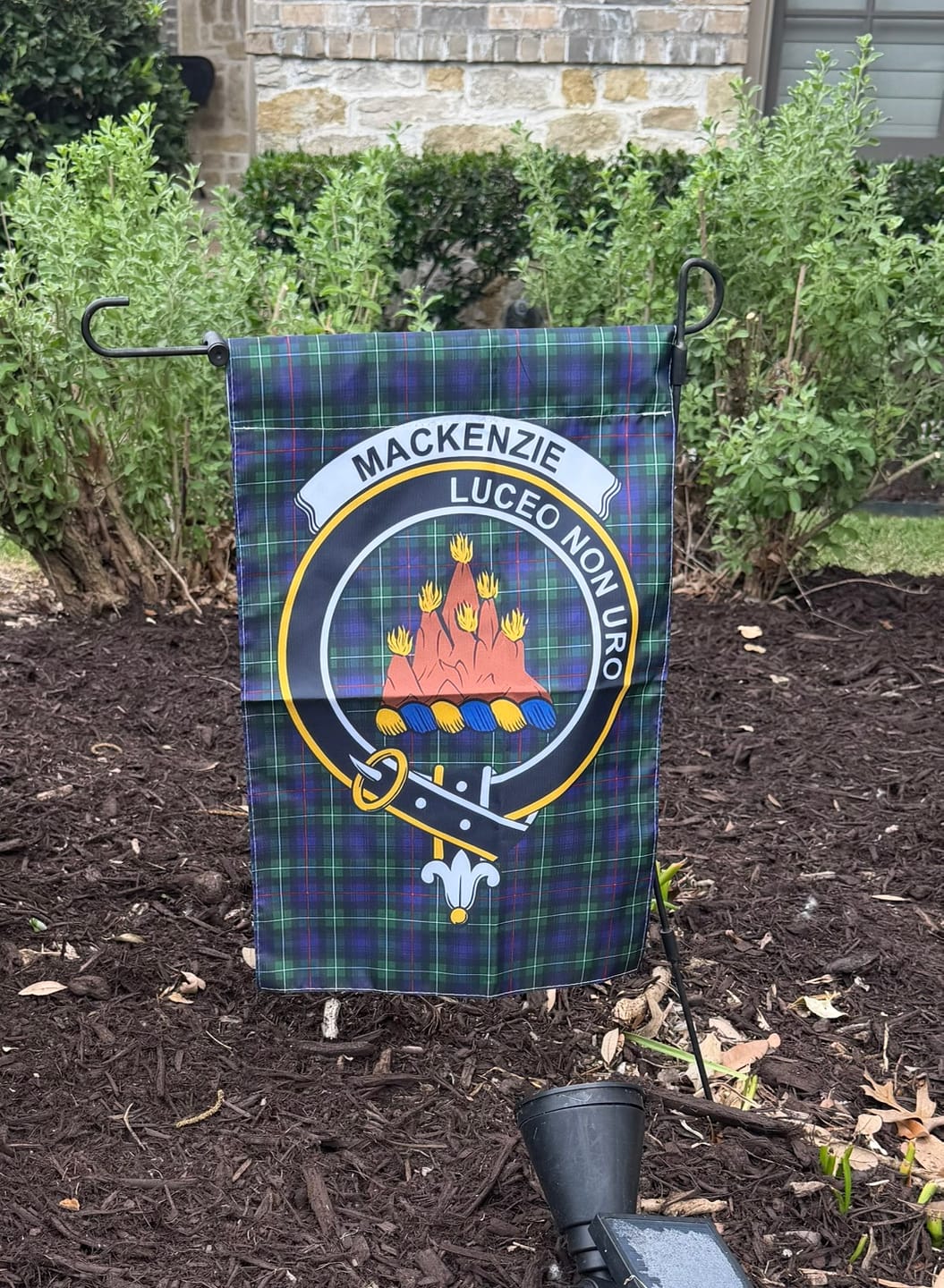 Customer photo review of Scottish MacKenzie Clan Badge Tartan Garden Flag
