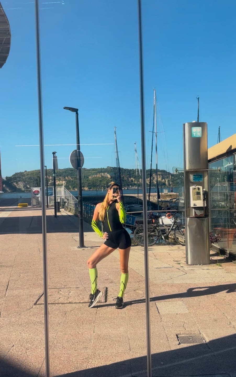 Customer photo review of Velocity Compression Socks - Long - Flash Yellow