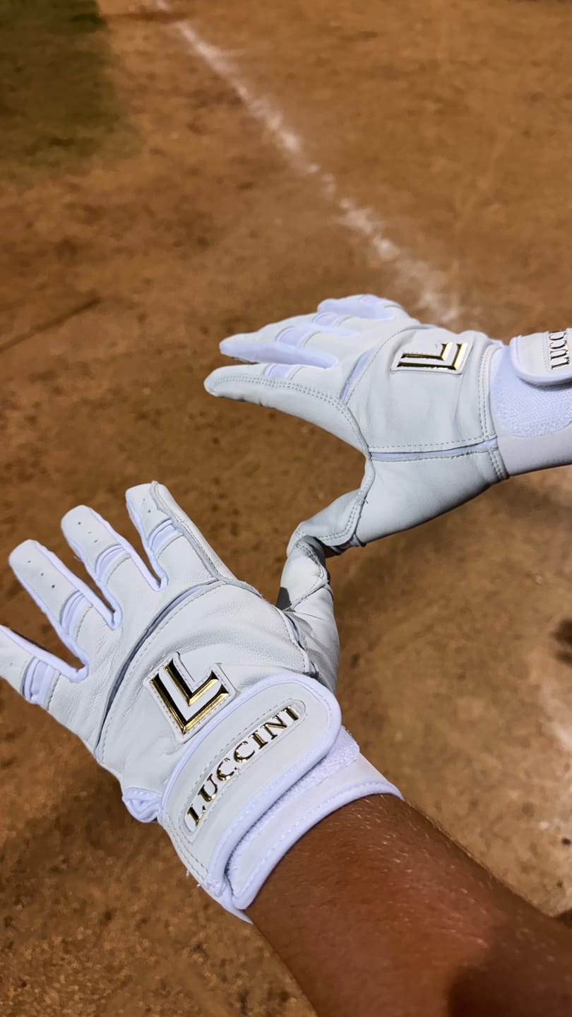 Customer photo review of Batting Gloves – White/White/White Palm
