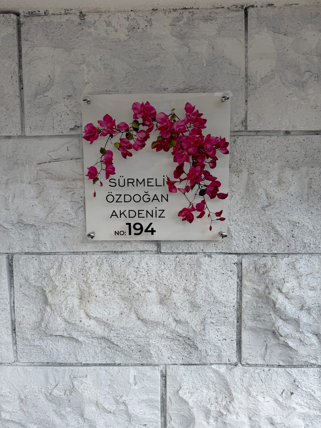 Customer photo review of Kişiye Özel Begonvil Çiçekli Kapı İsimliği