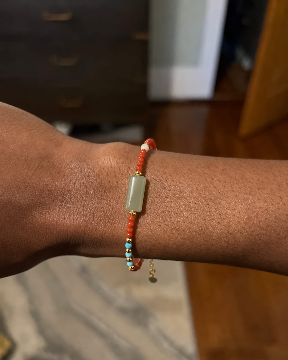 Customer photo review of Peace & Vitality Array – Natural South Red Agate & Hetian Jade Choker