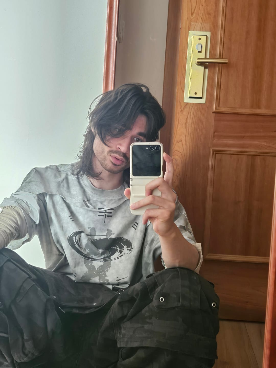 Customer photo review of Personsoul Double-Layer Distressed Mythology Print T-Shirt White
