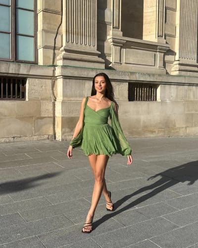 Customer photo review of Margot Creamsicle V-Neck Mini Dress