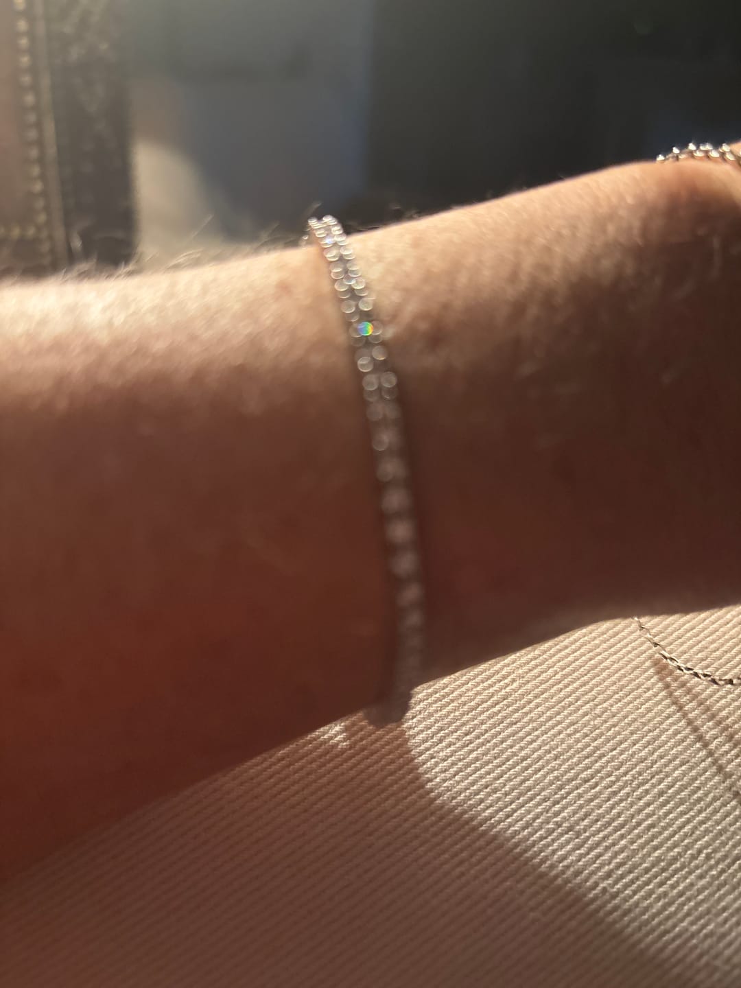Customer photo review of 2mm Moissanite Tennis Bracelet in Solid 925 Silver