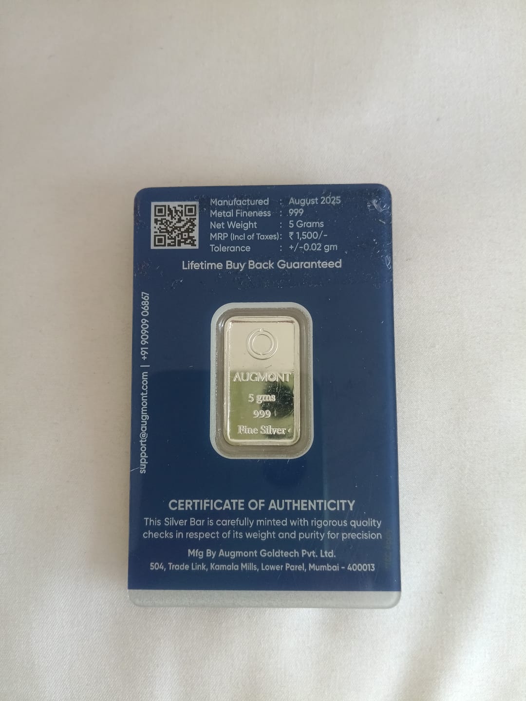 Customer photo review of 2 Gram 999 Pure Silver coin