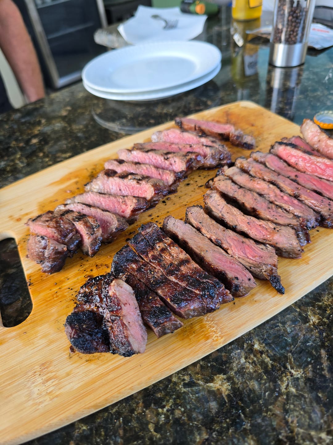 Customer photo review of American Wagyu NY Strip Steaks (HAND CUT)