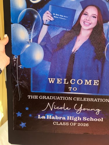 Customer photo review of Personalized Graduation Welcome Sign Canvas - Custom Photo Graduation Gifts