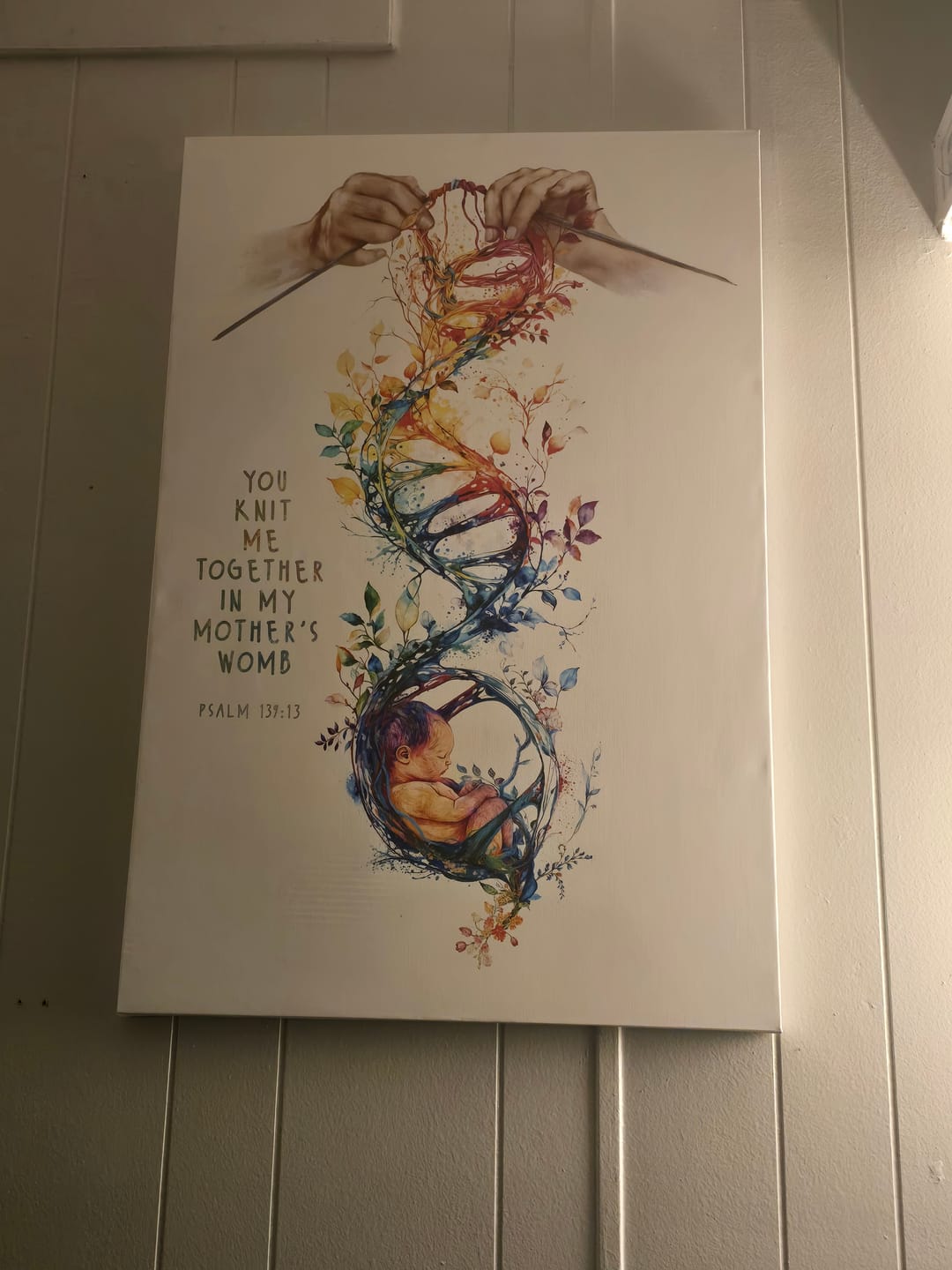 Customer photo review of You Knit Me Together In My Mother's Womb, Christian Artwork, Psalm 139:13 Wall Art Canvas