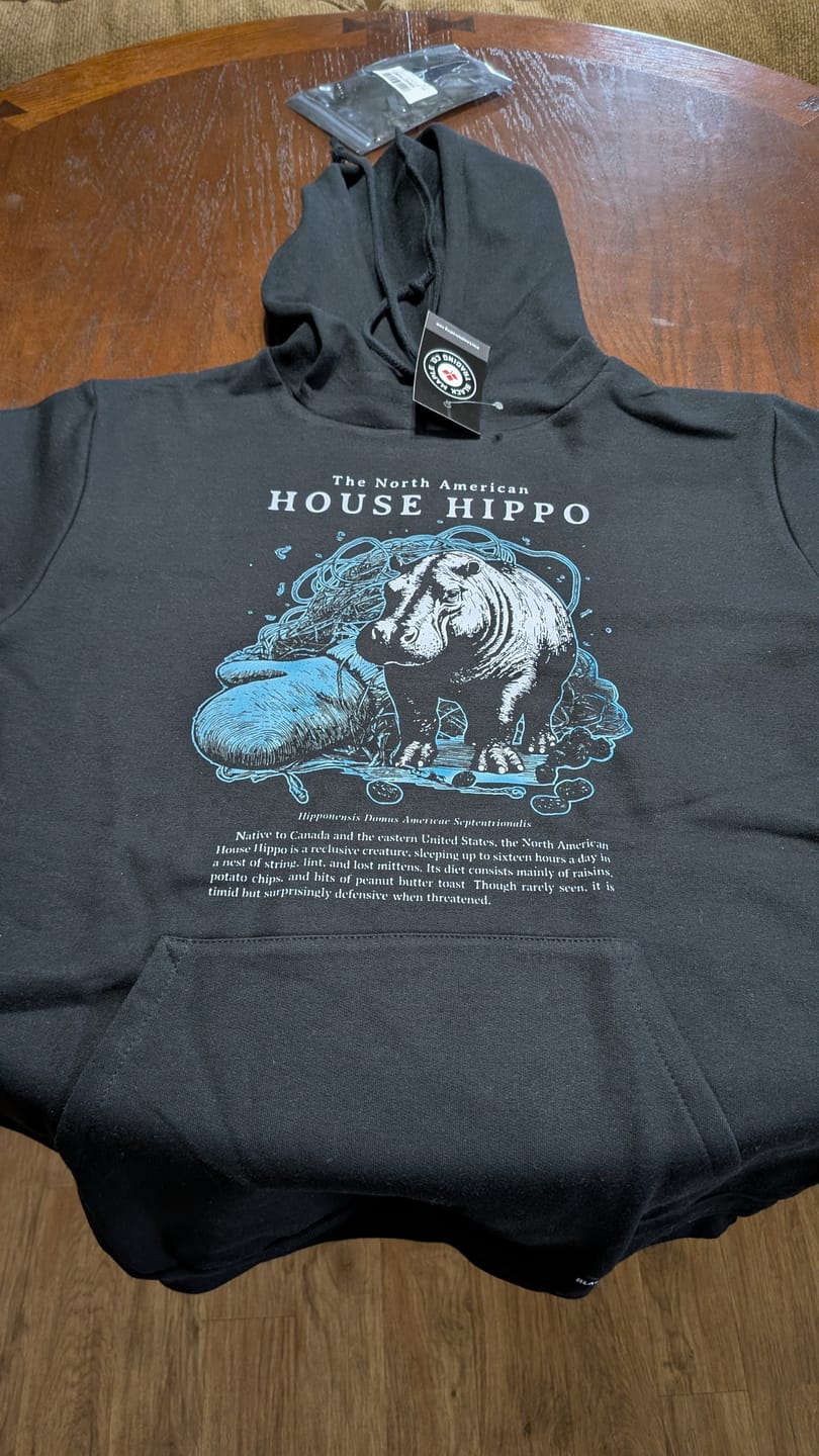 Customer photo review of North American House Hippo Sweatshirt or Hoodie