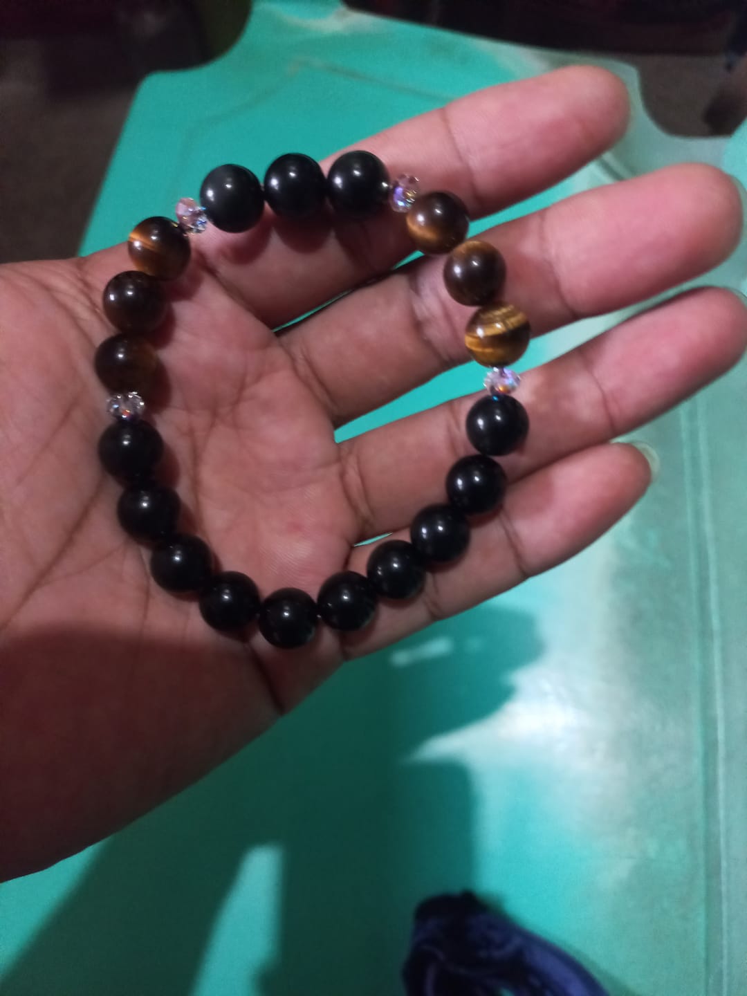 Customer photo review of Swarovski Crystal w/ Tigers Eye and Black Obsidian for Healing, Protection and Luck