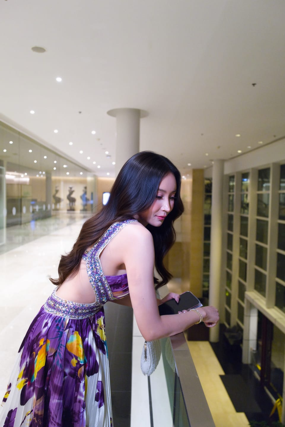 Customer photo review of V201 Vintage Dave and Johnny Violet Floral Pleated Gown (XS-S) *ตัดความยาวพิเศษสำหรับสาว Petite*