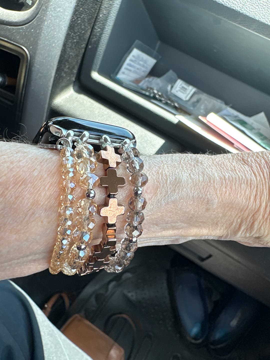 Customer photo review of Celestial Cross Energy Stretch Apple Watch Strap