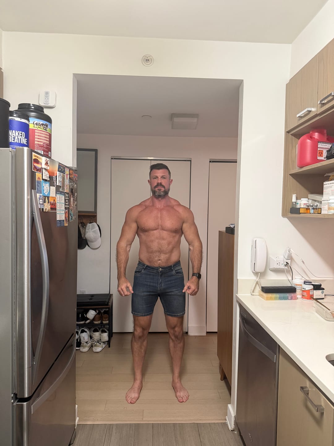 Customer photo review of Ultra Stretch 7" Denim Shorts - Deep Blue