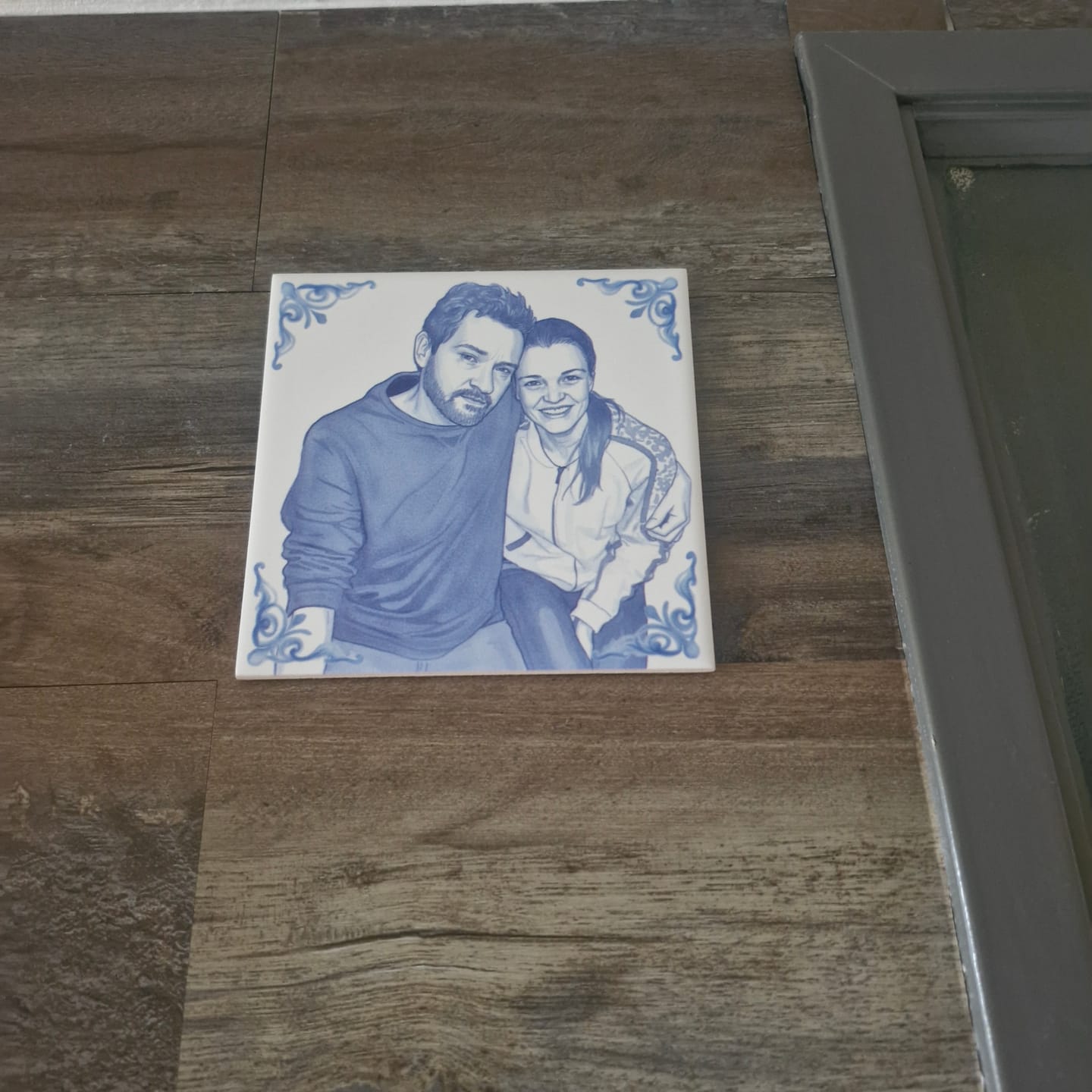Customer photo review of Delfts Blauw tegeltje bedrukken met jouw foto