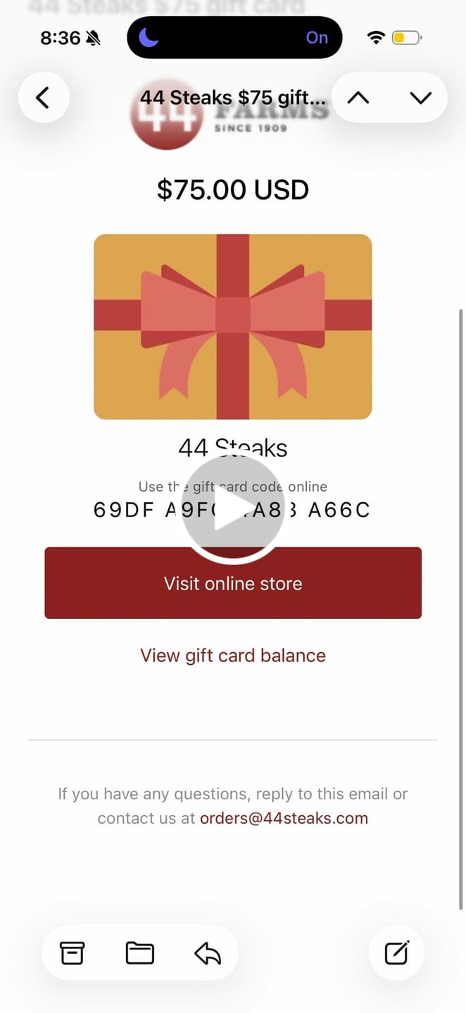 Customer video review of Beef & Steak Electronic Gift Cards