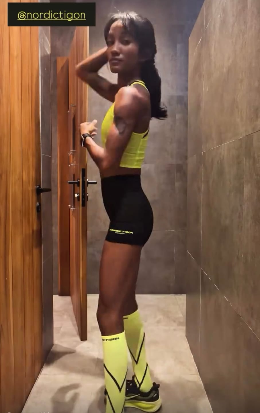 Customer photo review of Velocity Compression Socks - Long - Flash Yellow