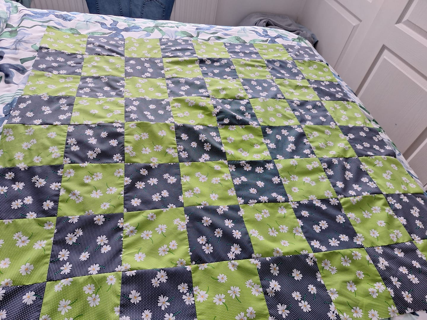 Customer photo review of White Flowers and Polka Dots Polycotton Fabric