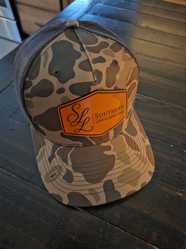 Customer photo review of Richardson 112 Genuine Leather Patch Hats Laser Engraved
