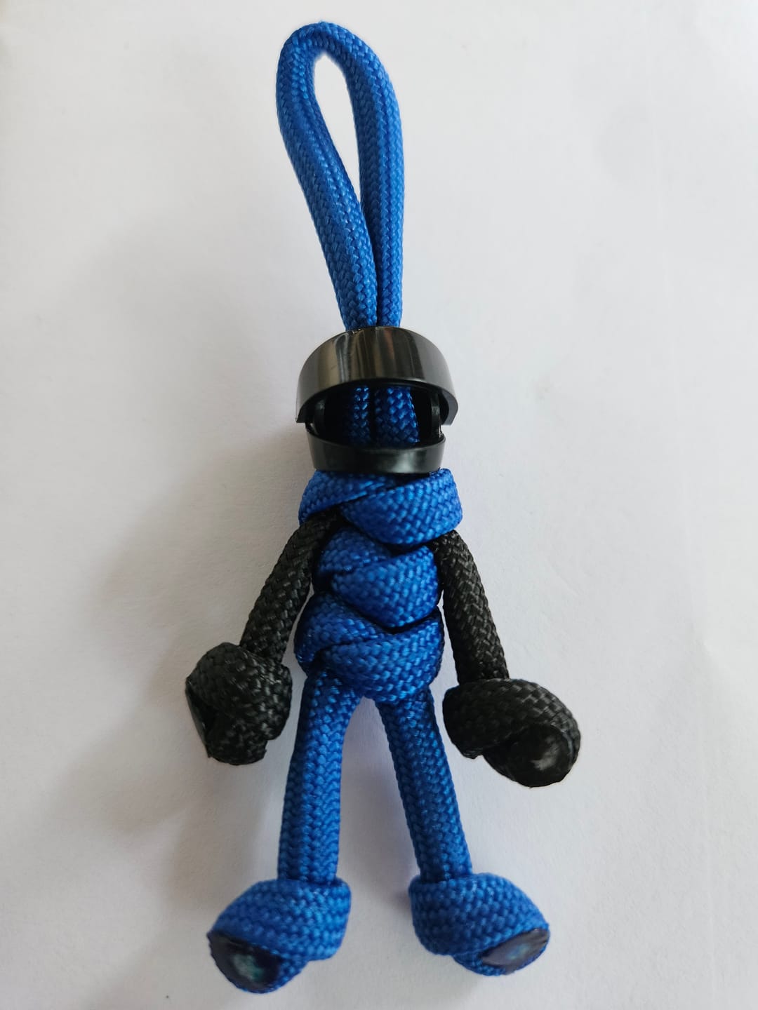Customer photo review of Black Blue Biker Buddy Paracord Keychain