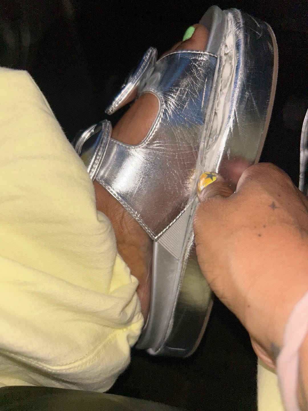 Customer photo review of Corky's Silver Lil Bit Knotty Sandals