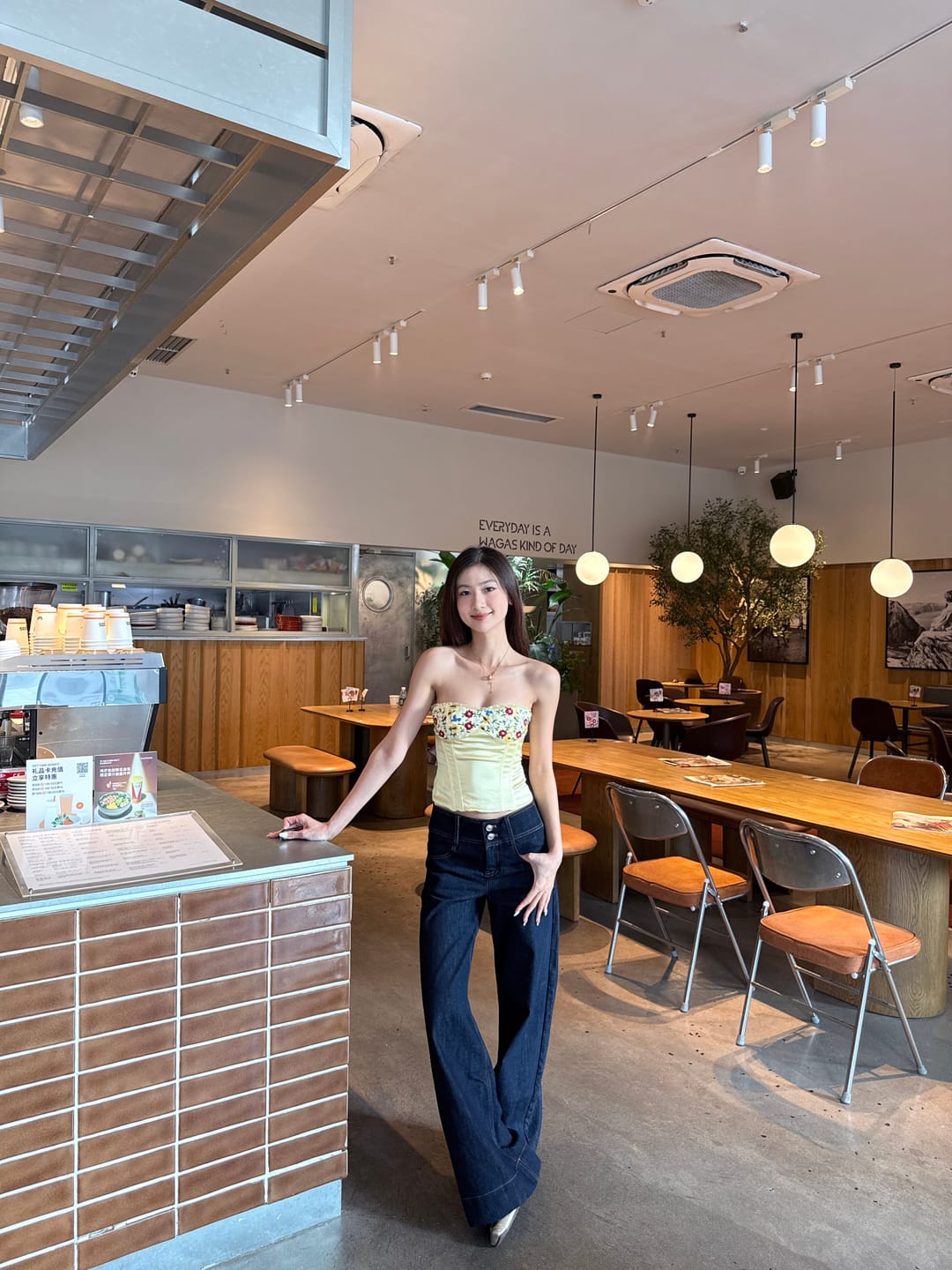 Customer photo review of Hydrae Low Rise Embroidered Wide Leg Denim Pants