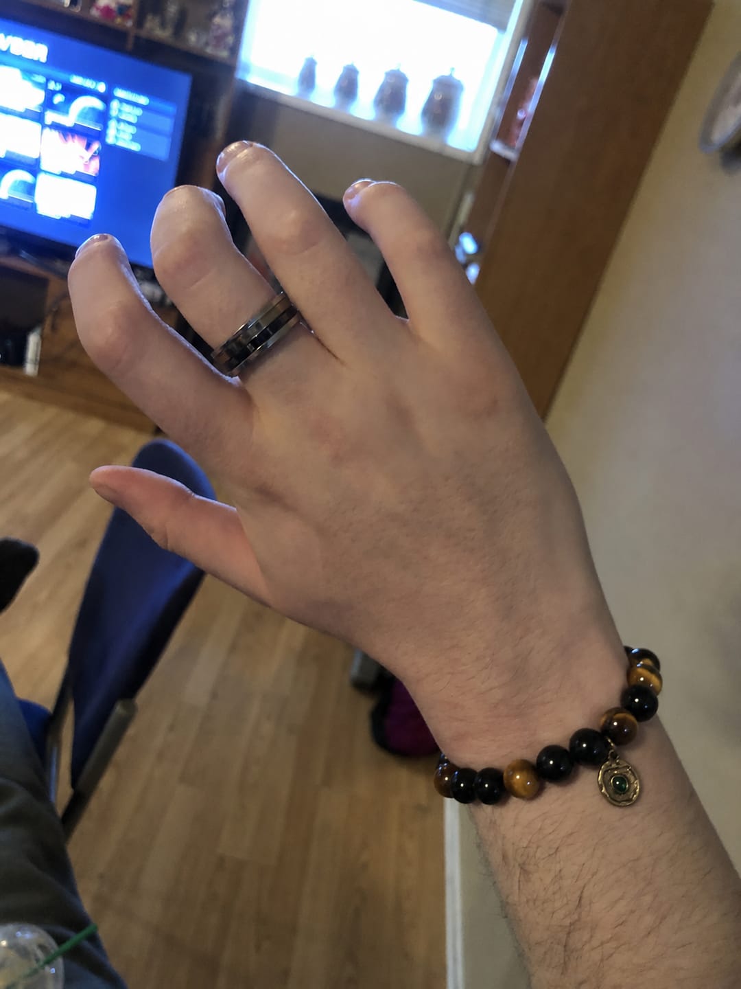 Customer photo review of Sovereign Warrior Array – Natural Golden Tiger's Eye & Silver Obsidian Bracelet