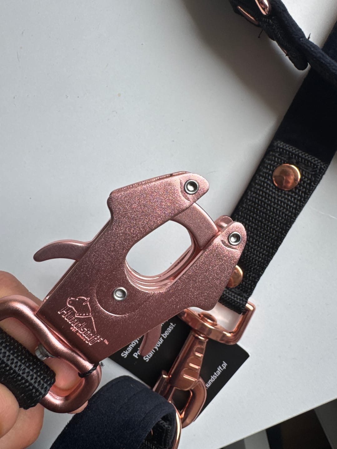 Customer photo review of Smycz przepinana z dodatkową raczką - Multi Guard Leash Rose Edition Czarna