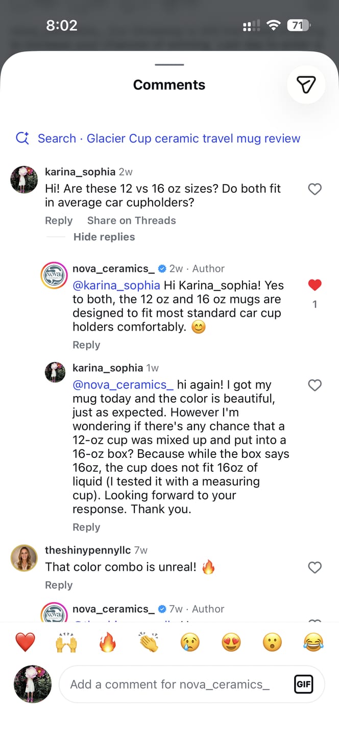Customer photo review of Emerald Cup 16oz