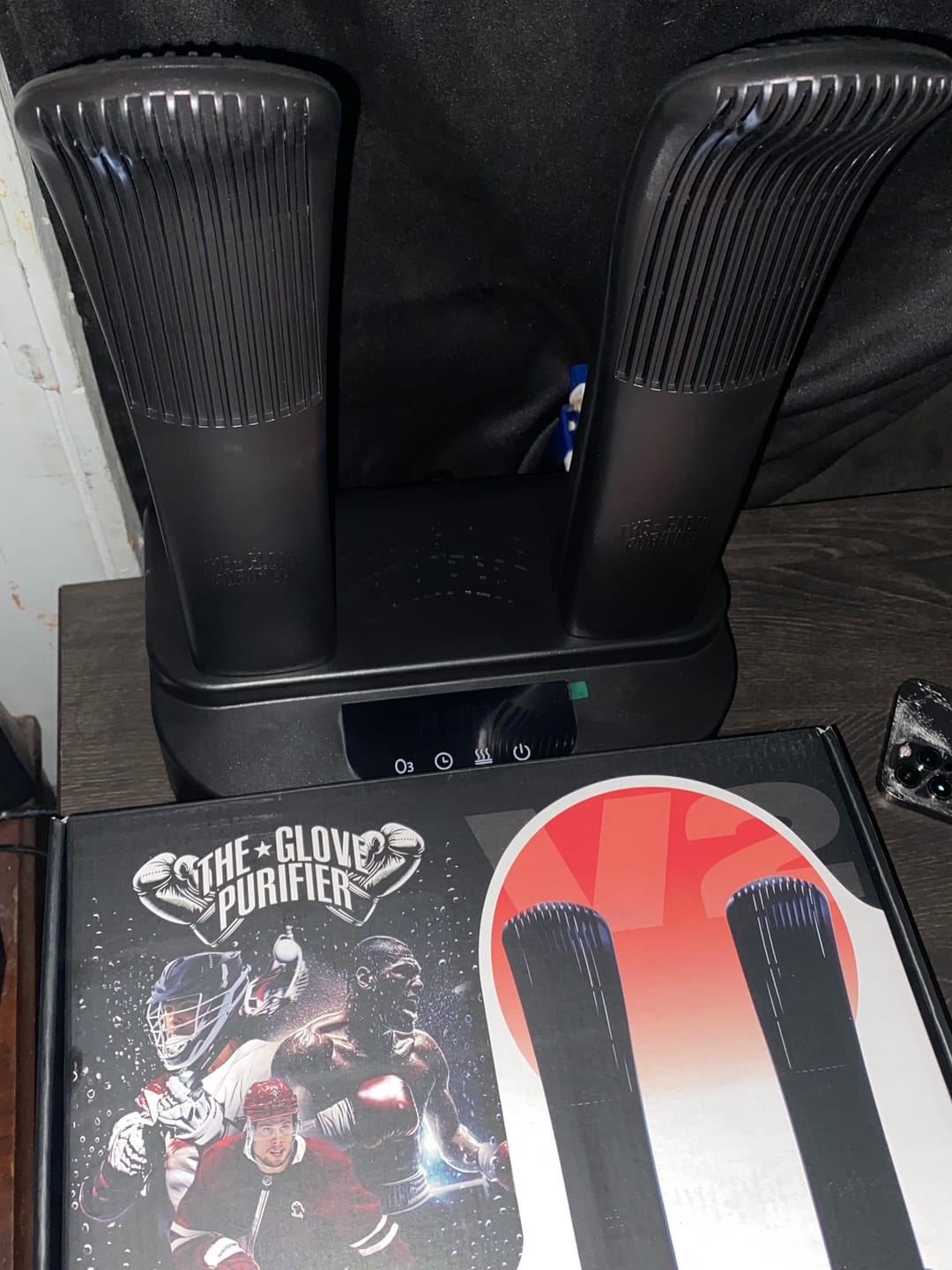 Customer photo review of The Glove Purifier V2 with Thermal Heating and O3-Enabled Active Technology Built for Preserving Boxing Gloves