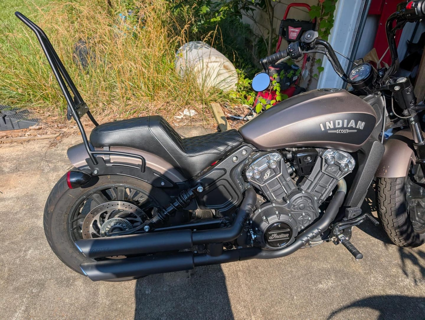 Customer photo review of Iron Born Diamond Stitch Indian Scout Bobber 2-Up Seat Black
