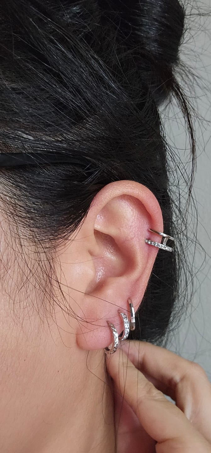 Customer photo review of Silver & Crystal Claw Earrings