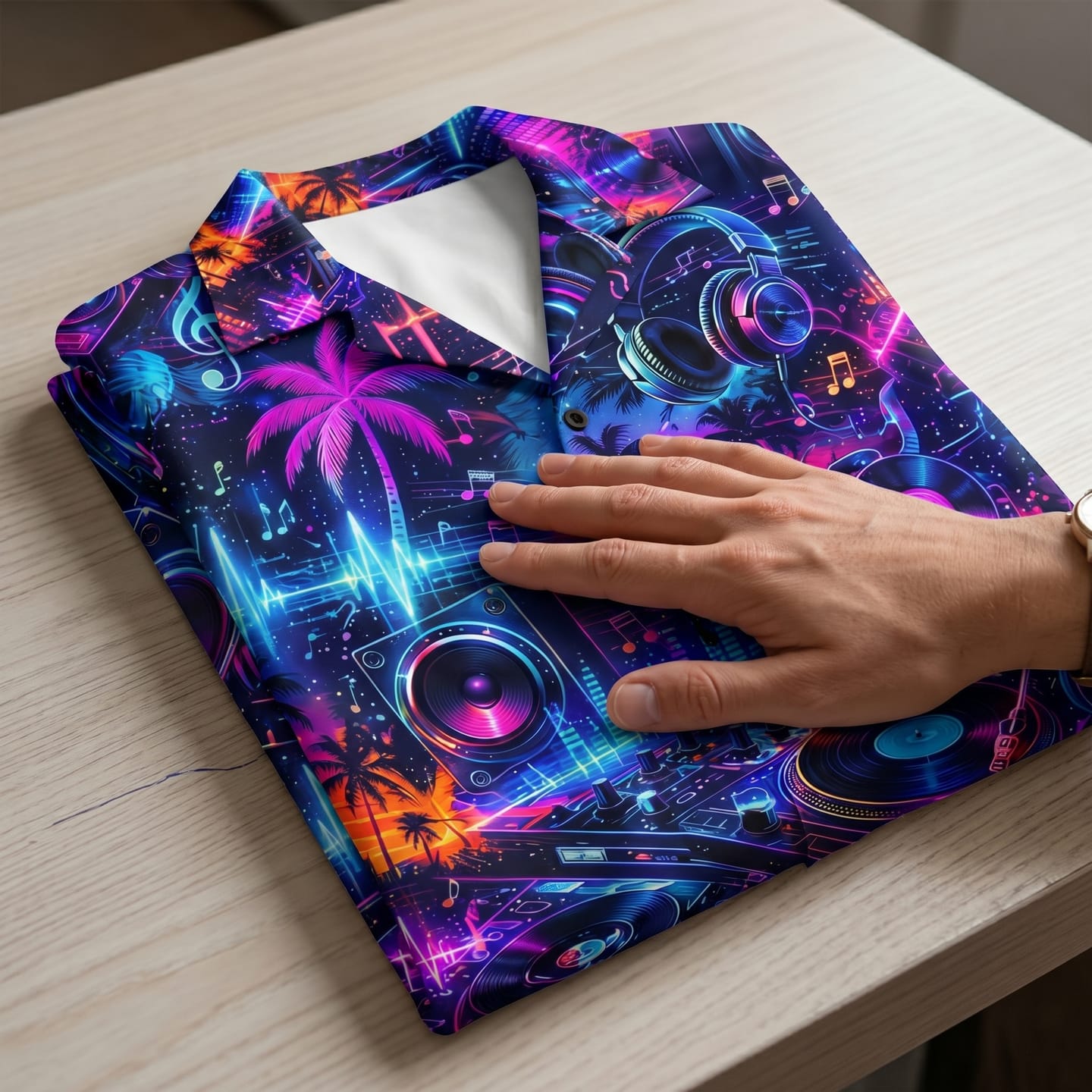 Customer photo review of DJ - Personalized Hawaiian Shirt, Gifts For Music Lovers