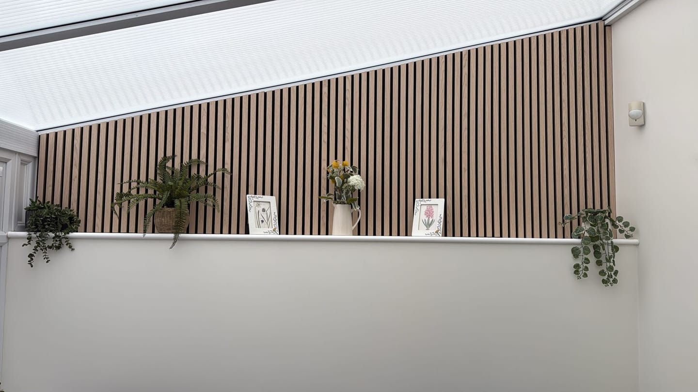 Customer photo review of SlatWall Acoustic Natural Oak Slatted Wall Panel