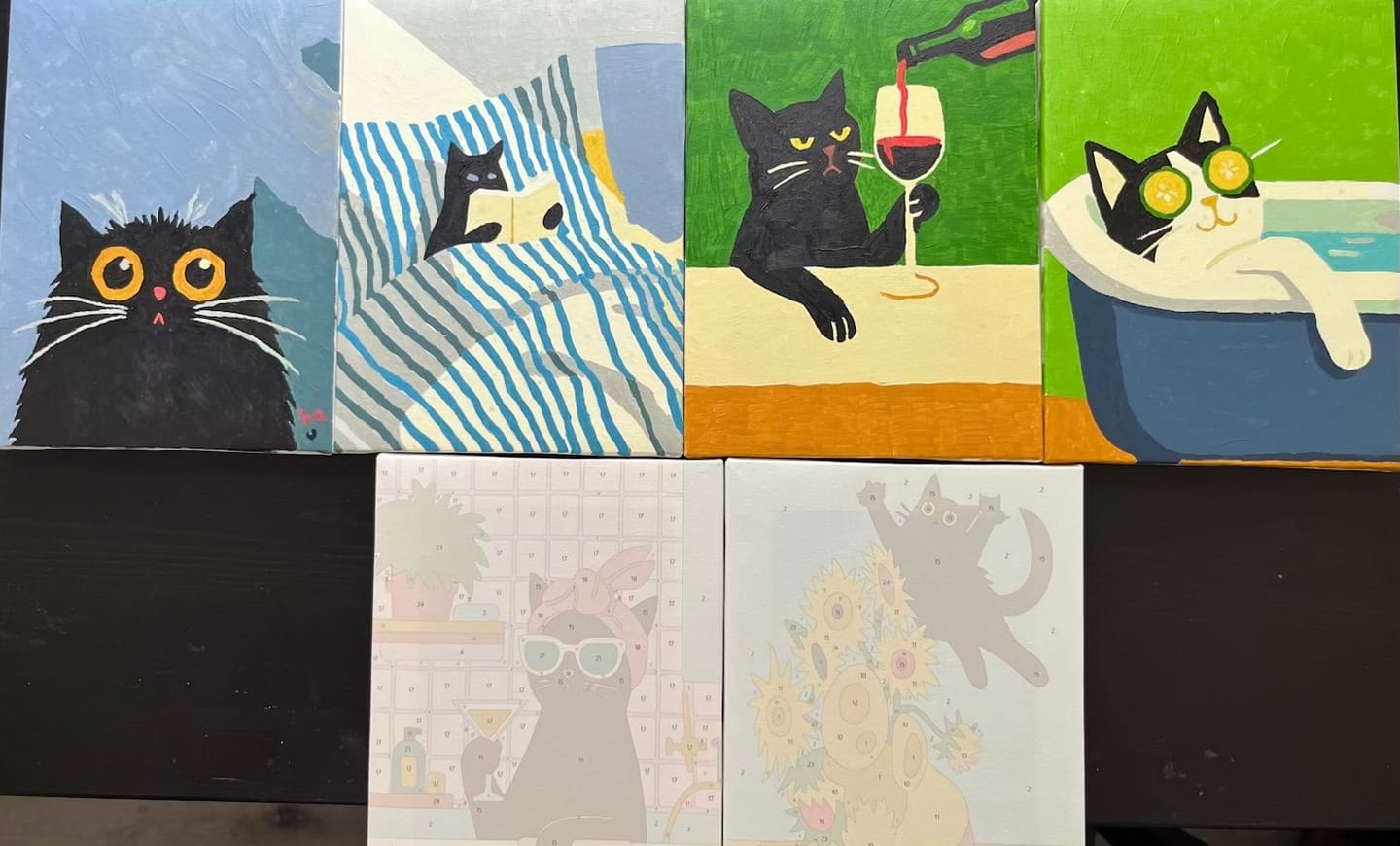 Customer photo review of 6 Mini Paintings - Crazy Cat Set