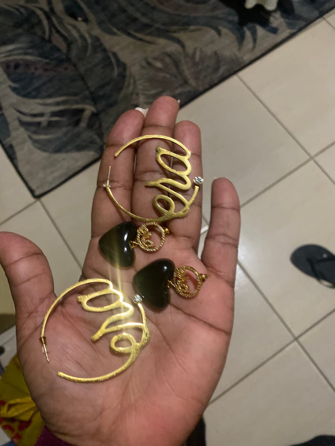 Customer photo review of Black Era Adore Gold Earrings