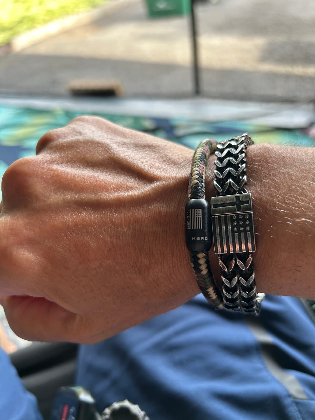 Customer photo review of Special Military Appreciation Month Offer (Med, Lg, XL ONLY) -250 Years Of Freedom Camo Paracord Bracelet