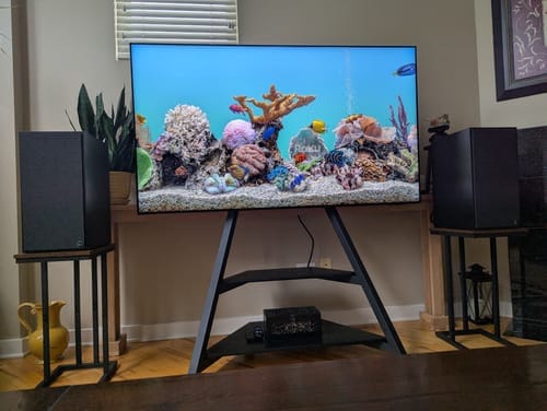 Customer photo review of Eiffel FT75 Floor TV Stand With Wheels