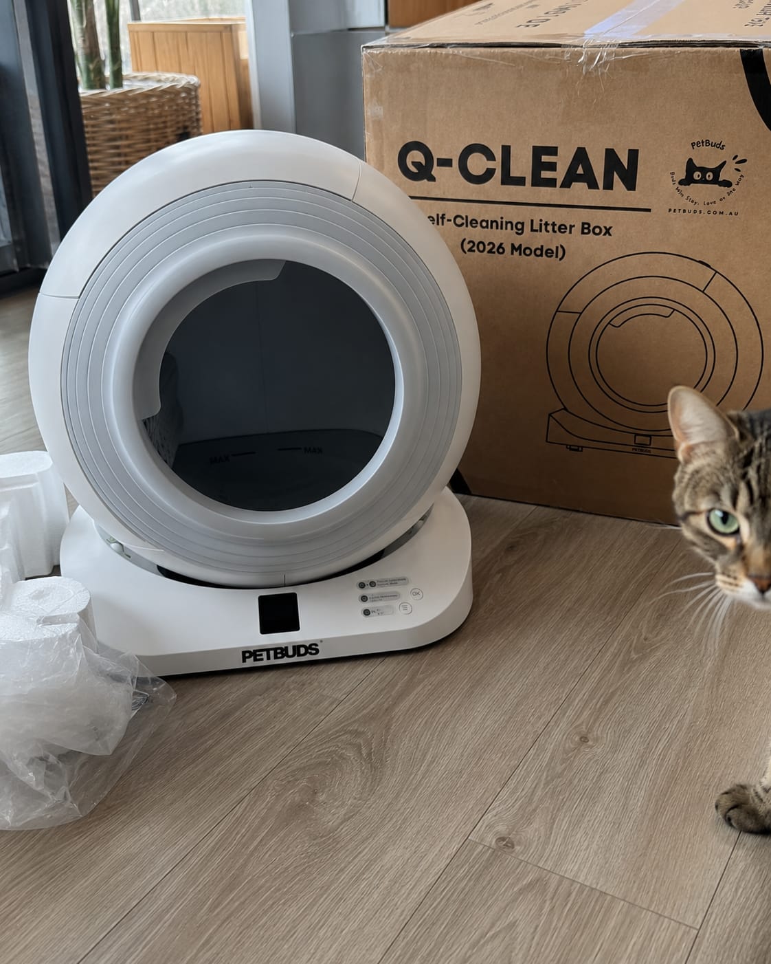 Customer photo review of The Petbuds Q-CLEAN Automatic Self-Cleaning Litter Box