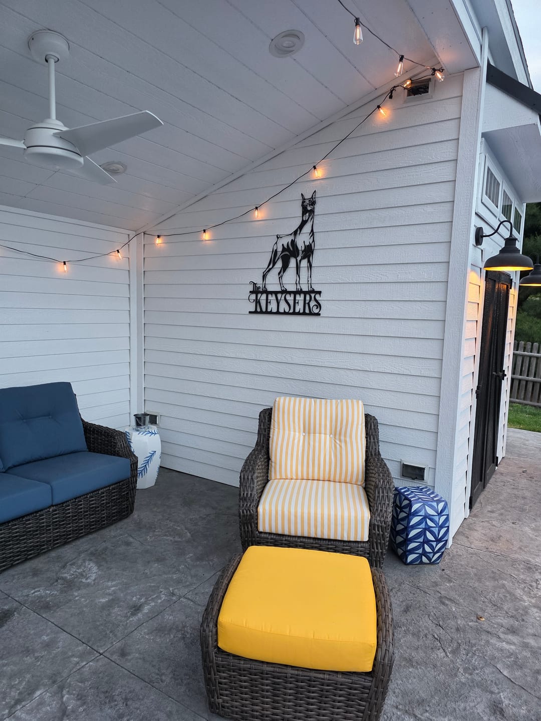 Customer photo review of Doberman Standing Proud Metal Sign Personalized