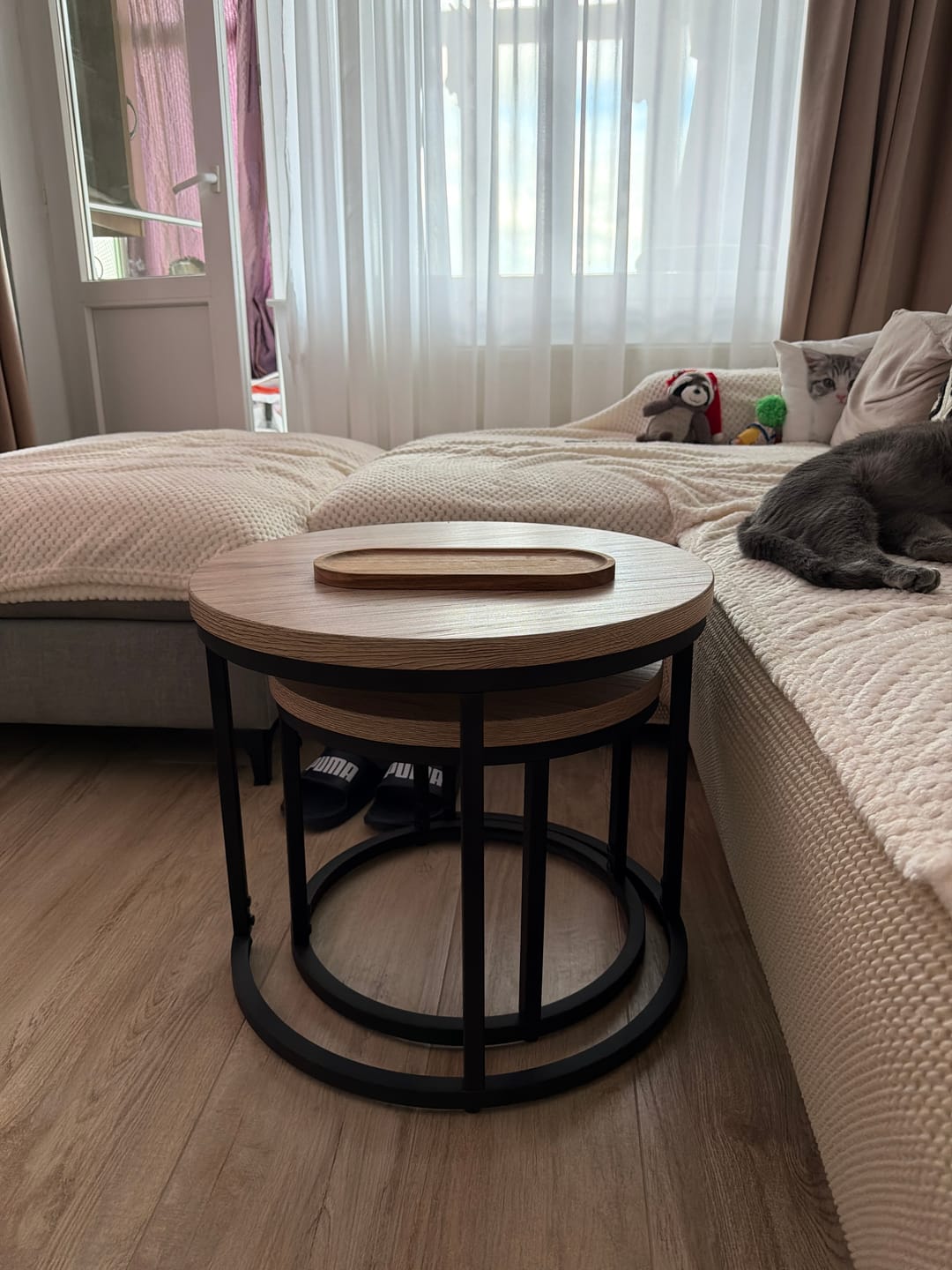 Customer photo review of Set 2 masute cafea OREO, stejar San Remo/otel vopsit