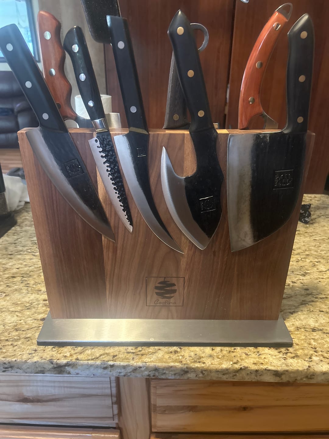 Customer photo review of FREE Walnut Magnetic Knives Holder