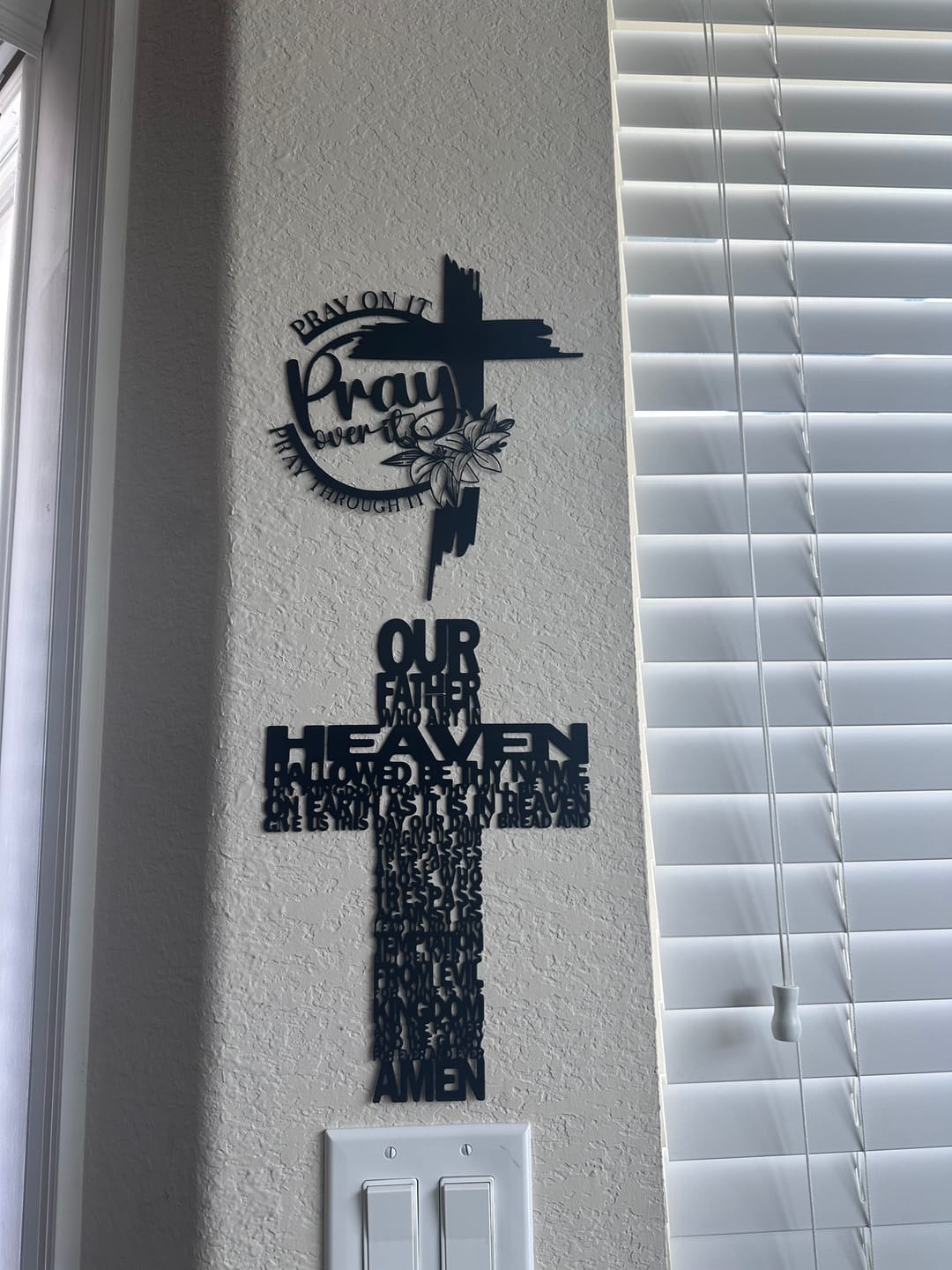 Customer photo review of Christianartworkshop Textured Lord's Prayer Cross Metal Wall Decor with Biblical Phrases