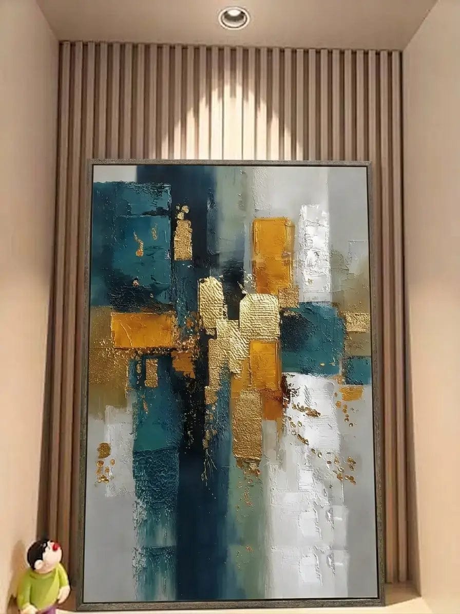 Customer photo review of Gilded Teal Layers Abstract Wall Art