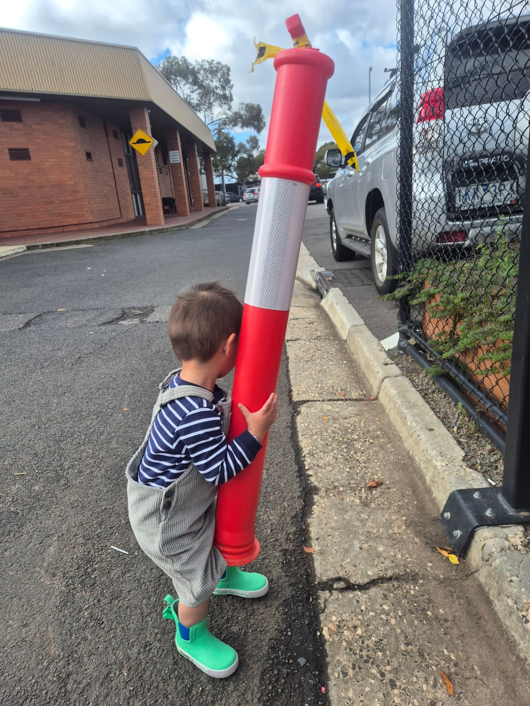Customer photo review of Kids Organic Cotton Corduroy Short Overalls