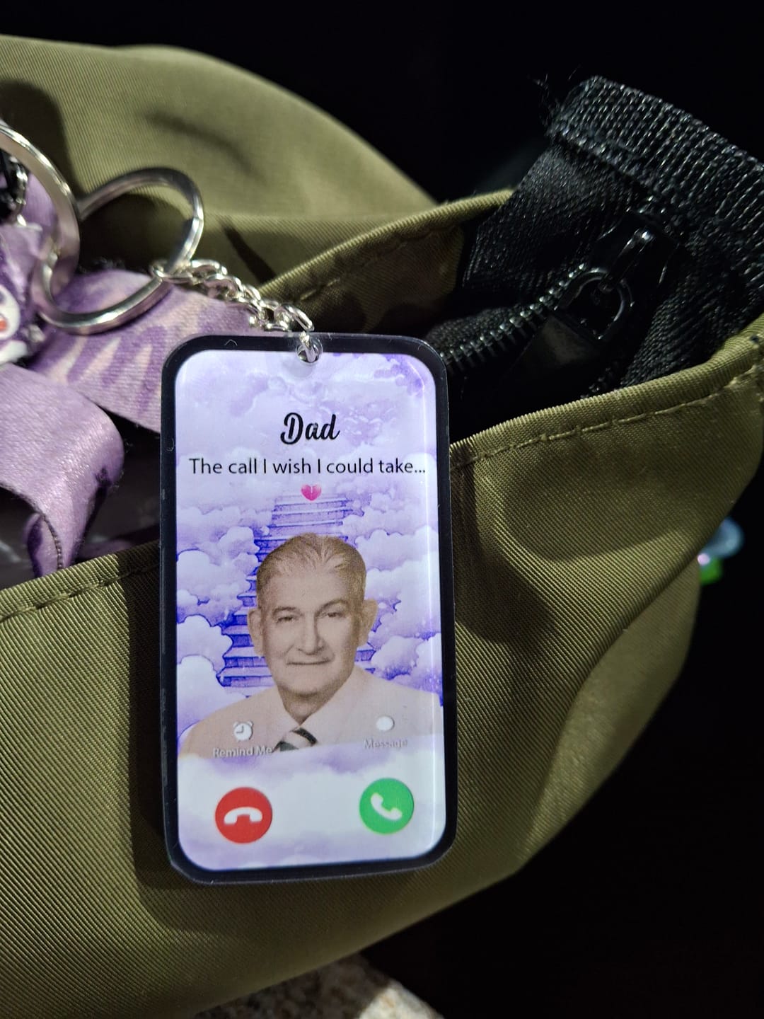 Customer photo review of The Call I Wish I Could Take Memorial Sympathy Gift Remembrance Keepsake Photo Personalized Acrylic Keychain
