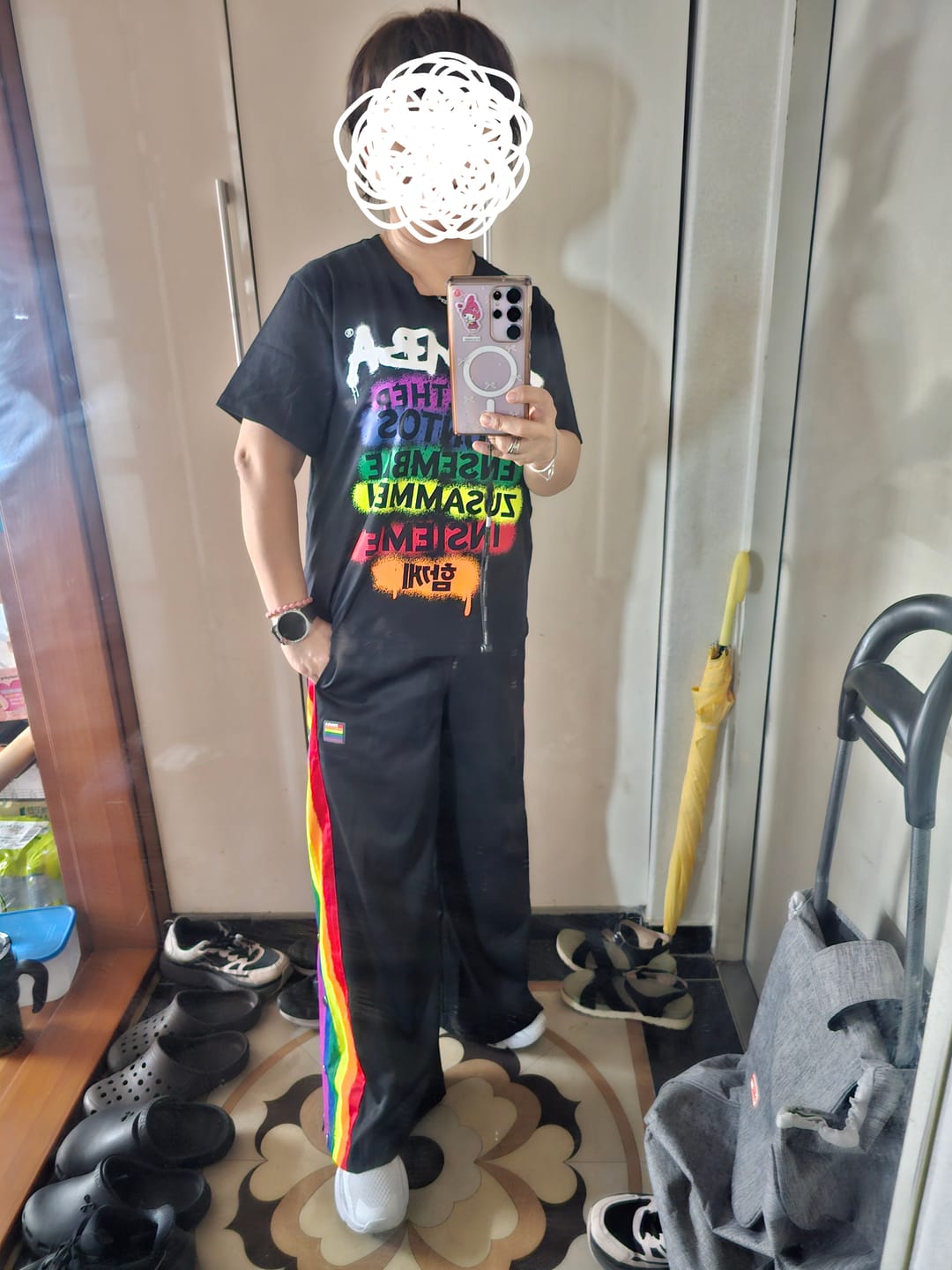 Customer photo review of Pride Wide Leg Pants Side Snaps