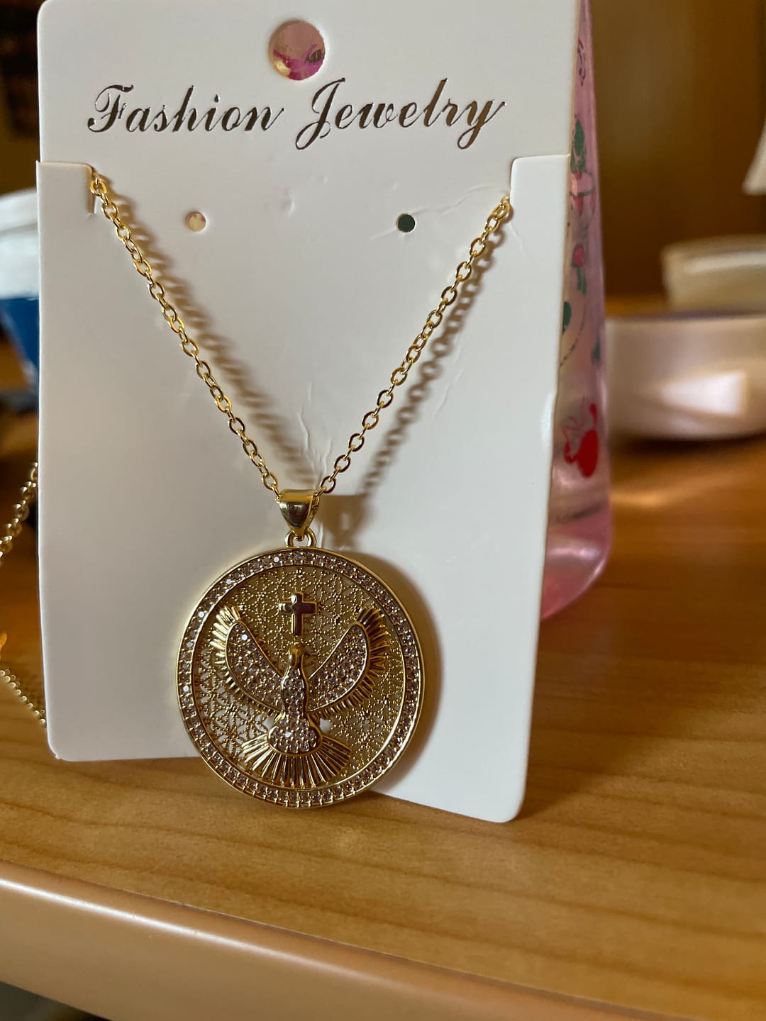 Customer photo review of Holy Spirit Dove Heavenly Sparkle Necklace: A Radiant Symbol of Faith