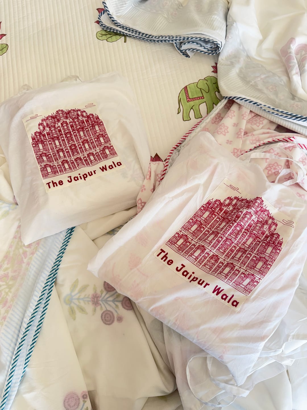 Customer photo review of Ona Bloom Organic Muslin Blanket — Hand Block Printed