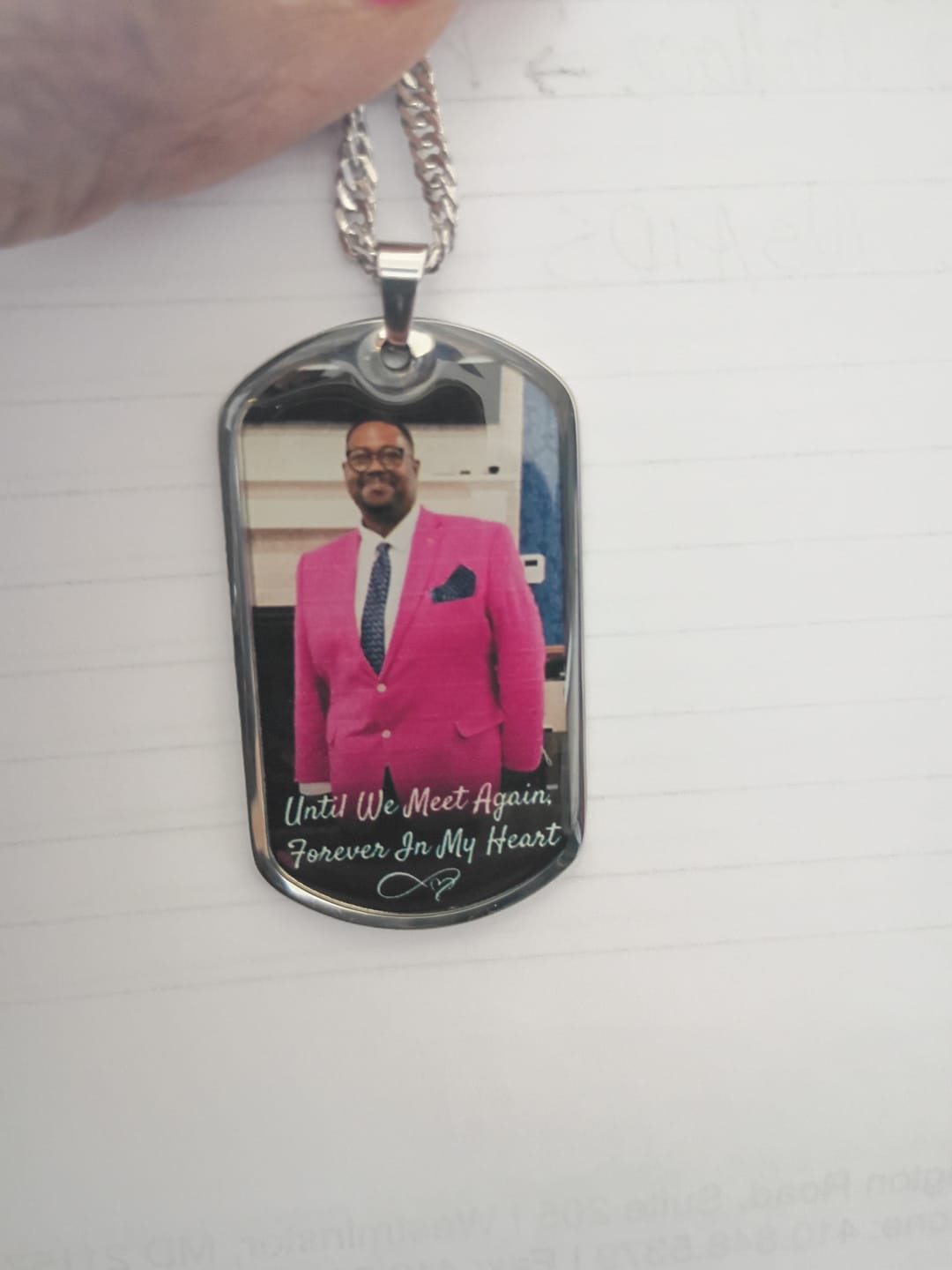 Customer photo review of Forever In My Heart Men's Dog-tag Necklace