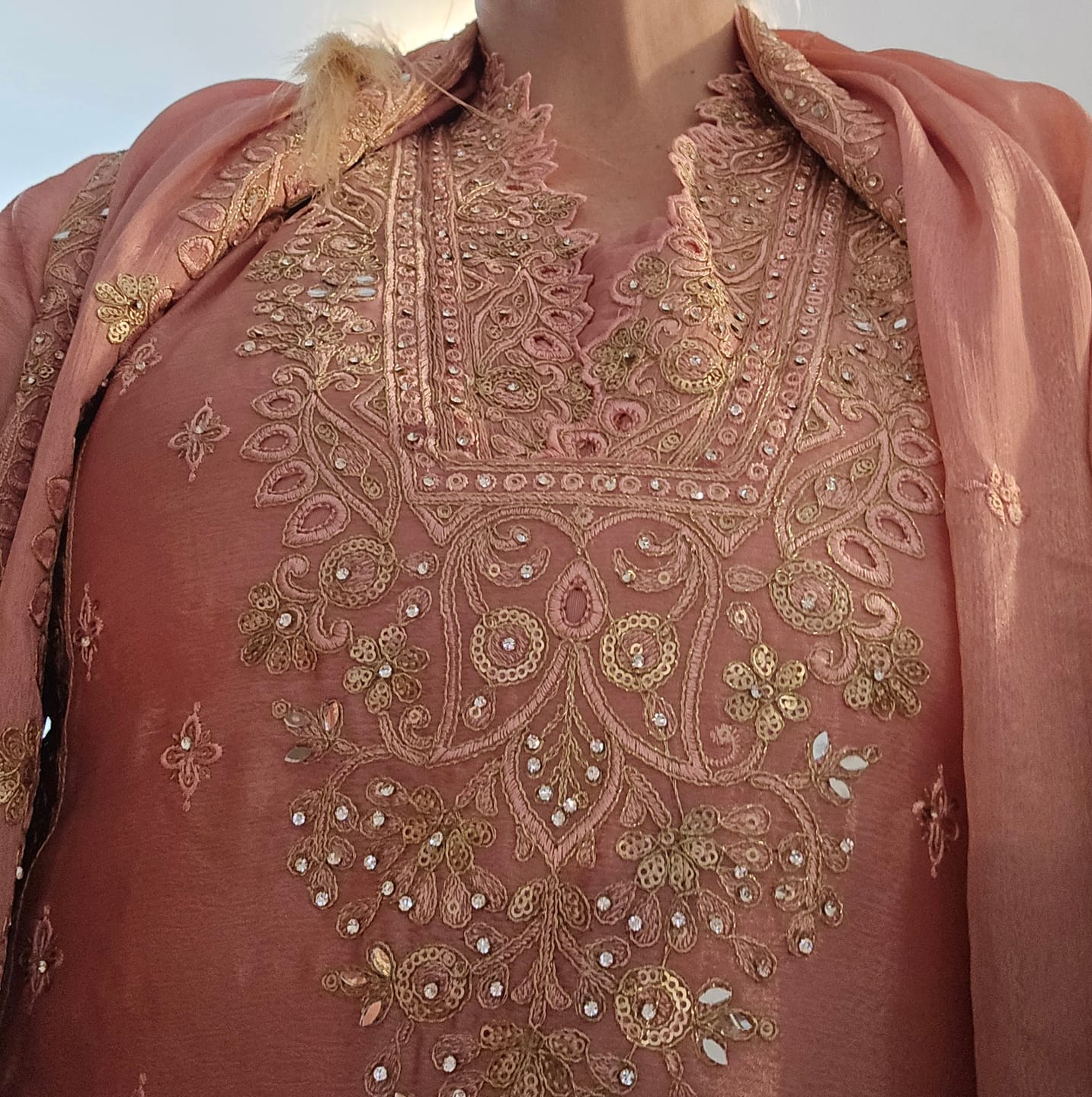 Customer photo review of Blush Pink Embroidered Palazzo Set